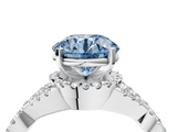 White gold Fancy Blue Round  Halo Twist Band Solitaire Prong Setting Ring_91
