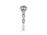 White gold Fancy Blue Round  Halo Twist Band Solitaire Ring with Six-Prong Setting_5