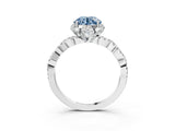 White gold Fancy Blue Round  Halo Twist Band Solitaire Ring with Six-Prong Setting_6