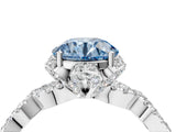 White gold Fancy Blue Round  Halo Twist Band Solitaire Ring with Six-Prong Setting_7