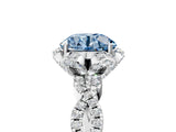 White gold Fancy Blue Round  Halo Twist Band Solitaire Ring with Six-Prong Setting_8