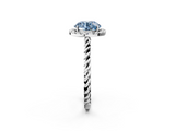 White gold Fancy Blue Round  Halo Twisted Band Four-Prong Diamond Ring_22