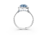White gold Fancy Blue Round  Halo Twisted Band Four-Prong Diamond Ring_23
