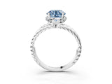 White gold Fancy Blue Round  Halo Twisted Band Four-Prong Ring_35