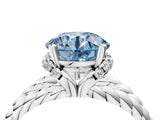 White gold Fancy Blue Round  Halo Twisted Band Four-Prong Ring_36