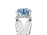 White gold Fancy Blue Round  Halo Twisted Band Four-Prong Ring_37