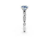 White gold Fancy Blue Round  Milgrain Bezel Diamond Engagement Ring with Solitaire Prong Setting_157