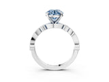 White gold Fancy Blue Round  Milgrain Bezel Diamond Engagement Ring with Solitaire Prong Setting_158