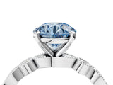 White gold Fancy Blue Round  Milgrain Bezel Diamond Engagement Ring with Solitaire Prong Setting_159