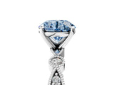 White gold Fancy Blue Round  Milgrain Bezel Diamond Engagement Ring with Solitaire Prong Setting_160
