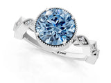 White gold Fancy Blue Round  Milgrain Marquise Diamond Twist Band Ring_75