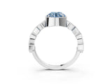 White gold Fancy Blue Round  Milgrain Marquise Diamond Twist Band Ring_77