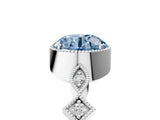 White gold Fancy Blue Round  Milgrain Marquise Diamond Twist Band Ring_79
