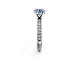 White gold Fancy Blue Round  Milgrain Pave Diamond Engagement Ring with Four-Prong Setting_135