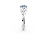 White gold Fancy Blue Round  Solitaire Beaded Band Six-Prong Setting_2