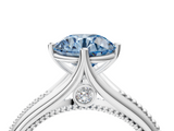 White gold Fancy Blue Round  Solitaire Beaded Band Six-Prong Setting_4