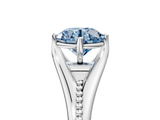 White gold Fancy Blue Round  Solitaire Beaded Band Six-Prong Setting_5
