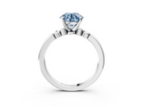 White gold Fancy Blue Round  Solitaire Beaded Band with Four-Prong Setting_61