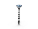 White gold Fancy Blue Round  Solitaire Bezel Accent Diamond Engagement Ring with Beaded Band and Four-Prong Setting_22
