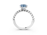 White gold Fancy Blue Round  Solitaire Bezel Accent Diamond Engagement Ring with Beaded Band and Four-Prong Setting_23