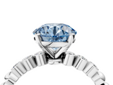 White gold Fancy Blue Round  Solitaire Bezel Accent Diamond Engagement Ring with Beaded Band and Four-Prong Setting_24