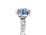 White gold Fancy Blue Round  Solitaire Bezel Accent Diamond Engagement Ring with Beaded Band and Four-Prong Setting_25