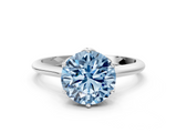 White gold Fancy Blue Round  Solitaire Cathedral Diamond Ring with Six-Prong Setting_17