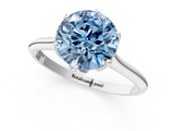 White gold Fancy Blue Round  Solitaire Cathedral Diamond Ring with Six-Prong Setting_18