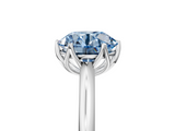 White gold Fancy Blue Round  Solitaire Cathedral Diamond Ring with Six-Prong Setting_22