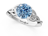 White gold Fancy Blue Round  Solitaire Celtic Knot Engagement Ring with Four-Prong Setting_61