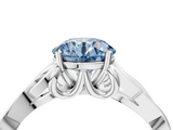 White gold Fancy Blue Round  Solitaire Celtic Knot Engagement Ring with Four-Prong Setting_63