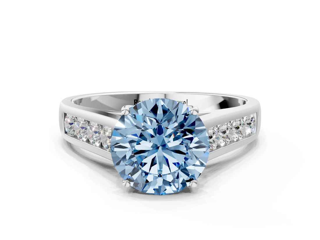 White gold Fancy Blue Round  Solitaire Channel-Set Diamond Engagement Ring with Four-Prong Setting_32