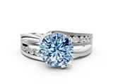 White gold Fancy Blue Round  Solitaire Channel-Set Split Shank Ring with Tension Prong Setting_3