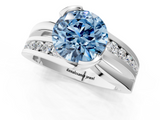 White gold Fancy Blue Round  Solitaire Channel-Set Split Shank Ring with Tension Prong Setting_4