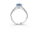 White gold Fancy Blue Round  Solitaire Chevron Pave Diamond Engagement Ring with Six-Prong Setting_6