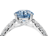 White gold Fancy Blue Round  Solitaire Chevron Pave Diamond Engagement Ring with Six-Prong Setting_7