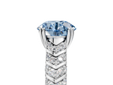 White gold Fancy Blue Round  Solitaire Chevron Pave Diamond Engagement Ring with Six-Prong Setting_8