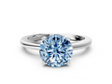 White gold Fancy Blue Round  Solitaire Diamond Engagement Ring with Four-Prong Setting on a Classic Band_3