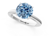 White gold Fancy Blue Round  Solitaire Diamond Engagement Ring with Four-Prong Setting on a Classic Band_4
