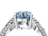 White gold Fancy Blue Round  Solitaire Diamond Engagement Ring with Pave Band and Four-Prong Setting 5