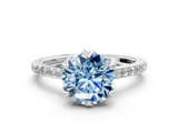 White gold Fancy Blue Round  Solitaire Diamond Engagement Ring with Pave Band and Six-Prong Setting_20
