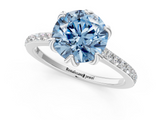 White gold Fancy Blue Round  Solitaire Diamond Engagement Ring with Pave Band and Six-Prong Setting_21