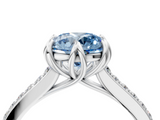 White gold Fancy Blue Round  Solitaire Diamond Engagement Ring with Pave Band and Six-Prong Setting_24