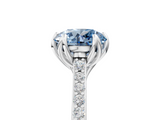 White gold Fancy Blue Round  Solitaire Diamond Engagement Ring with Pave Band and Six-Prong Setting_25