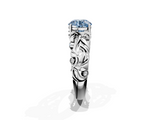 White gold Fancy Blue Round  Solitaire Diamond Leaf Vine Band with Prong Setting_43
