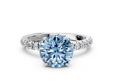 White gold Fancy Blue Round  Solitaire Diamond Pavé Band with Four-Prong Setting_28