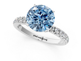 White gold Fancy Blue Round  Solitaire Diamond Pavé Band with Four-Prong Setting_29