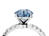 White gold Fancy Blue Round  Solitaire Diamond Pavé Band with Four-Prong Setting_31