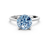 White gold Fancy Blue Round  Solitaire Diamond Ring with 4-Prong Setting on a Classic Band_3