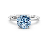 White gold Fancy Blue Round  Solitaire Diamond Ring with Bamboo Band and Four-Prong Setting_120